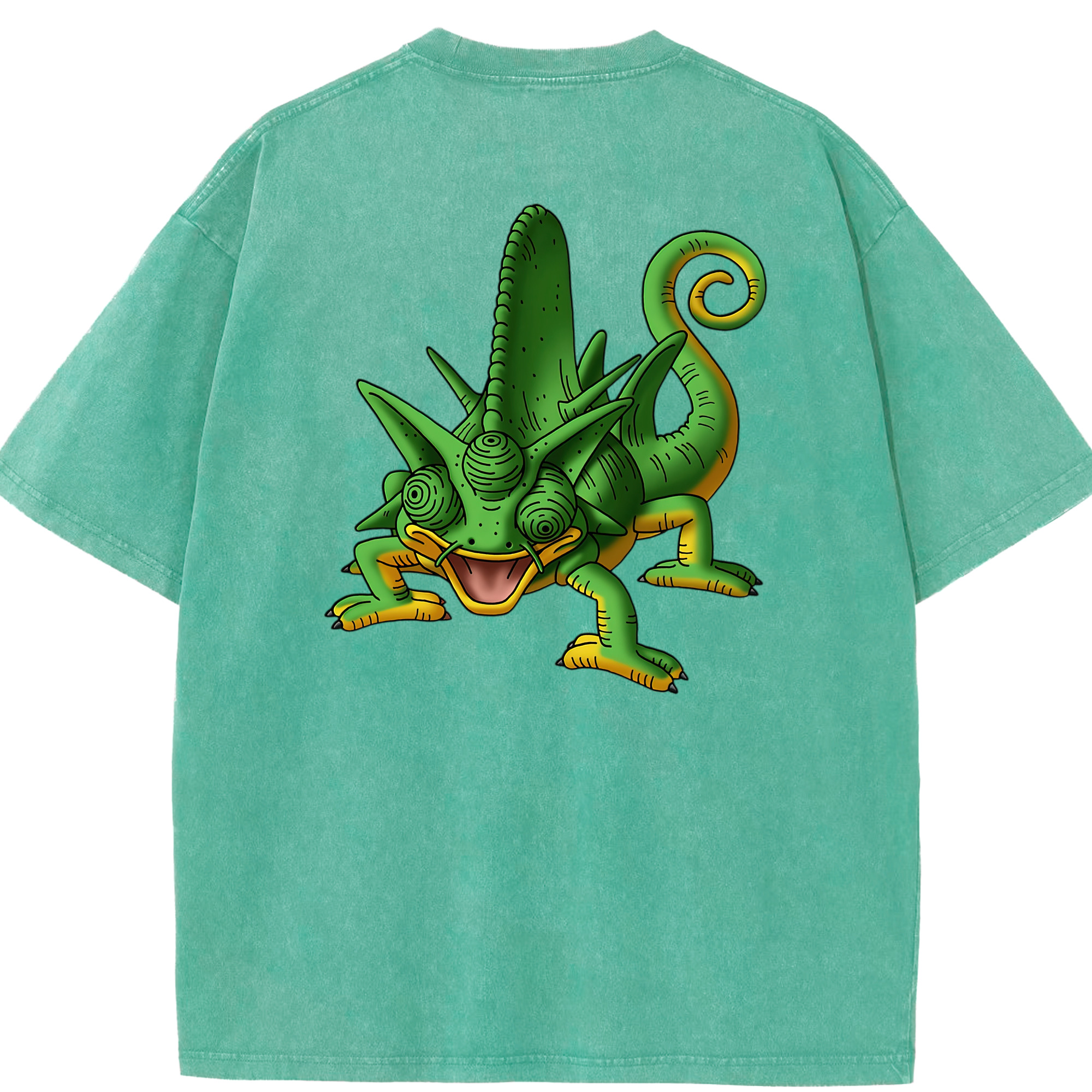 （画像用） ドラゴンクエスト Doragon Kuesuto Dragon Quest 綿100% ヴィンテージ風 半袖Tシャツ（背面プリント）